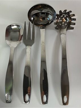 Oneida‎ Stainless Steel Salad set Pasta Ladle 12.5" Hanging Shiny scratches